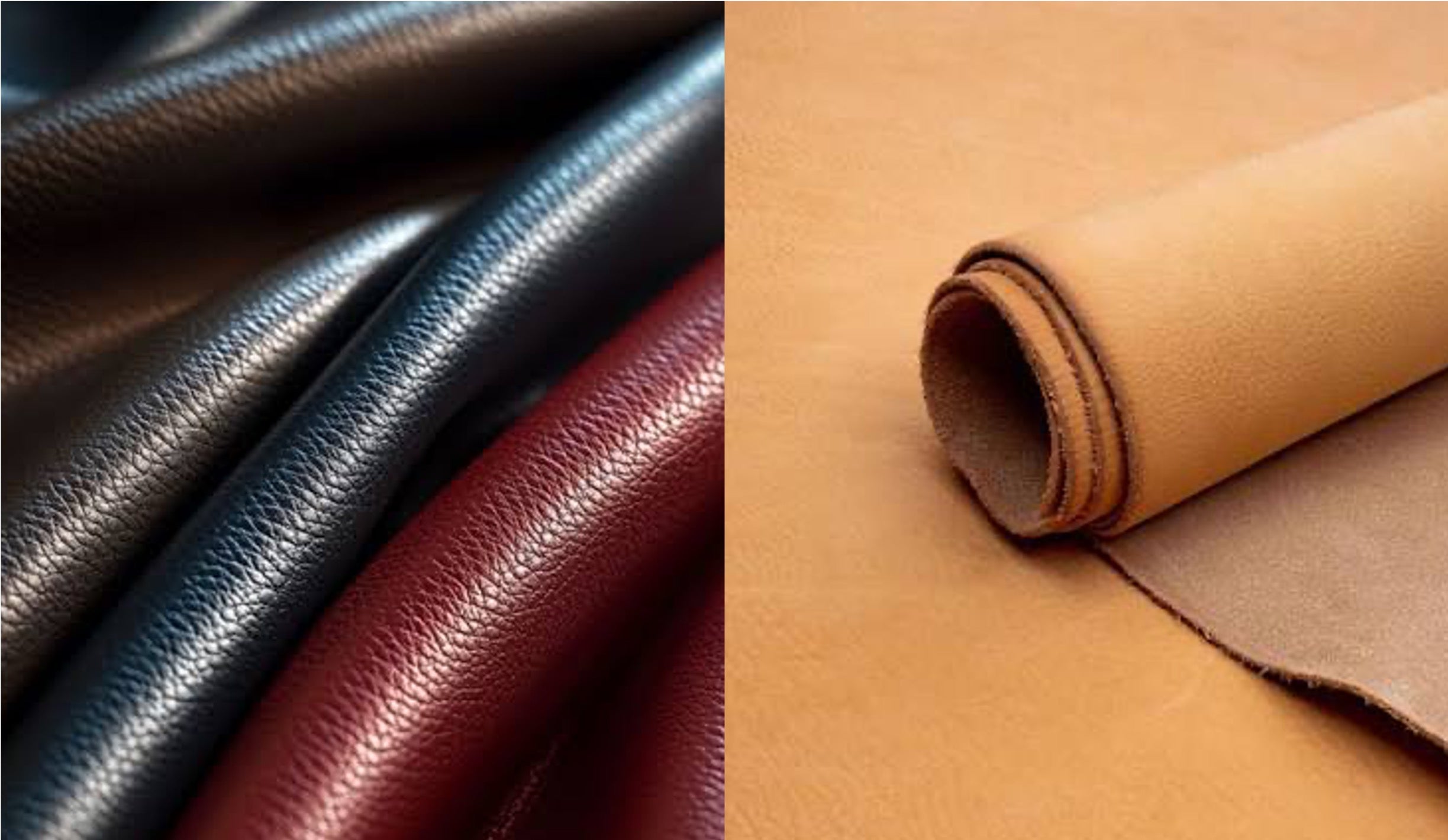 Coated and uncoated leather compared side by side